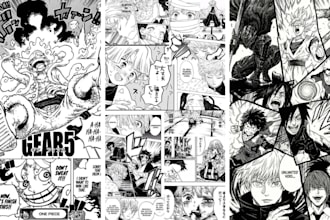 draw manga comic book illustration, anime webtoon and manga pages