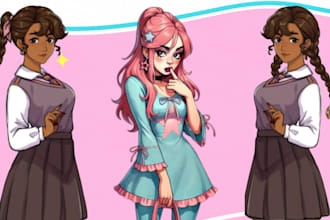 draw visual novel game character sprite anime oc avatar background environment