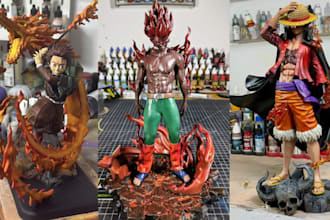 3d print and paint custom anime action figures bust figurine statues resin print