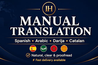 translate spanish, arabic, catalan, darija and french texts manually