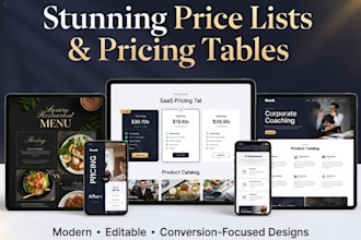 design modern pricing table restaurant menu food menu digital menu price list