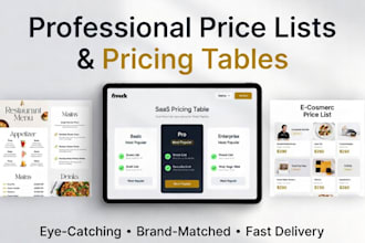design modern pricing table restaurant menu food menu digital menu price list