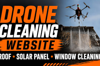 design drone cleaning website roof solar panel cleaning, window cleaning website