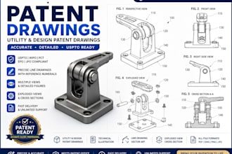 create uspto compliant patent drawings patent illustrations 2d technical drawing