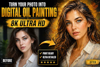 create a realistic digital oil painting portrait from your photo