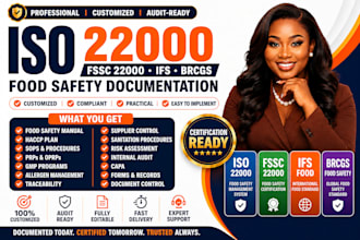 develop iso 22000, fssc 22000, ifs or brc food safety documentation