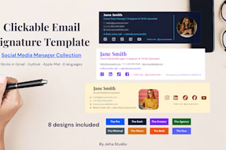 design modern clickable html email signature, html outlook signature footer