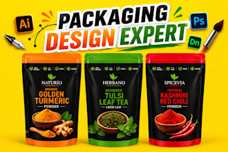 design premium product packaging, label design and box packaging design