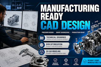 create manufacturing ready technical drawings and cad design for dfm