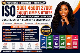 provide iso 9001, 45001, 27001, 14001, gmp, iso 27001 documentation