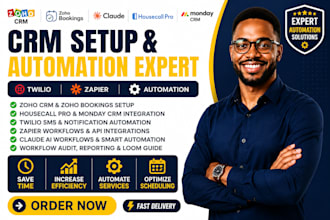 zoho crm zoho bookings claude housecall pro monday crm twilio zapier automation