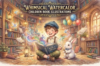 illustrate whimsical watercolor illustration children story book illustration