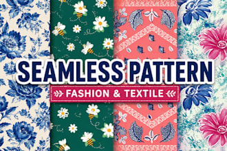 create toile de jouy patterns, textile pattern illustration for fabric printing