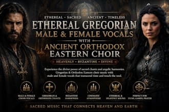 create ethereal gregorian male and female vocals with  orthodox eastern choir