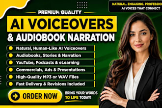 create natural ai audiobook custom voiceover with elevenlabs for content and ads
