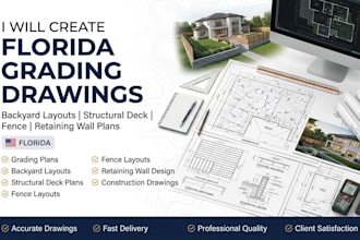 florida grading drawings backyard layouts structural deck fence retaining wall