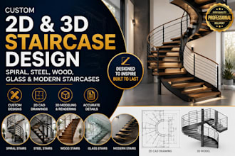 custom 2d and 3d stair design, spiral, steel, wood, glass modern staircases