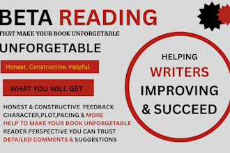 beta read your fantasy or romance novel and deliver a reader report