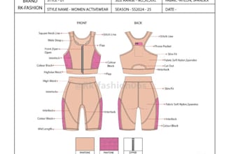 create a complete activewear tech pack for gym wear, leggings and sportswear