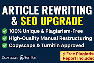 rewrite and SEO optimize your blog posts with zero plagiarism guaranteed