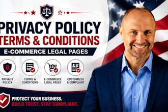 draft US privacy policy, website terms and conditions and ecommerce legal pages
