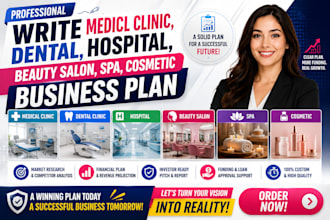 write medical clinic dental hospital, beauty salon spa cosmetic business plan