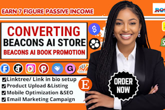 beacons ai store beacons ai book promotion linktree beacons ai website redesign