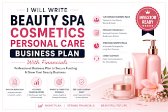 write beauty spa cosmetics personal care business plan with financials