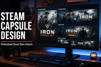 design professional steam capsule, steam header, hero and game library artwork