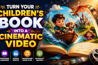 turn children illustration book, kid workbook, worksheet, into an animated video