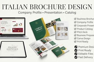 design italian or german brochure presentation, company profile brand kit design