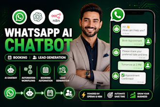 build whatsapp ai chatbot using openai, n8n for booking and lead generation
