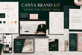 design a cohesive canva branding kit, invoice, and editable canva pro templates