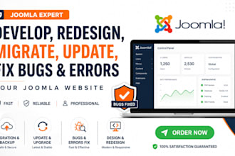 develop design redesign your joomla website migrate update fix bug error upgrate