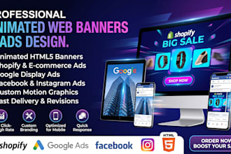 create animated web banner, shopify google ads, facebook display banner design