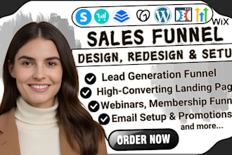 design clickfunnels sales funnel, gohighlevel, systeme io, samcart, thrivecart