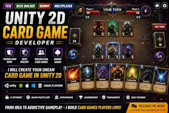 develop unity 2d trading card, tcg, rummy, deck builder, multiplayer card game