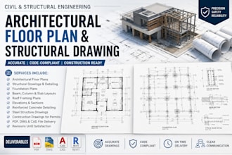 civil and structural engineering architectural floor plan and structural drawin