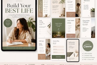 design canva coaching ebook, editable workbook, clickable journals