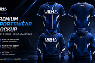 create premium sportswear jersey hoodie and uniform mockup design
