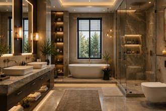 do 3d bathroom interior design and realistic rendering