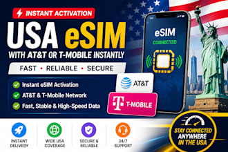 activate USA esim with att or t mobile instantly