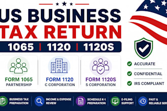 prepare US business tax return form 1065 1120 1120s with irs compliance support