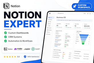 build custom notion template, dashboard, workspace and automation