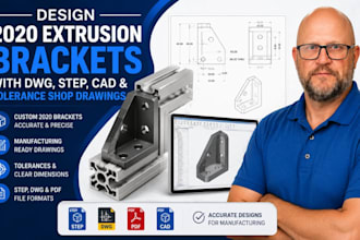 design 2020 extrusion brackets with dwg step cad tolerance shop drawings files