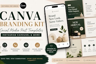 design editable canva branding kit social media post template instagram carousel