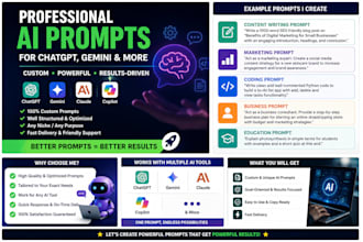 write professional ai prompts for chat gpt, gemini, claude, and ai tools