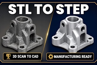 do reverse engineering to convert stl to step and 3d scan to cad