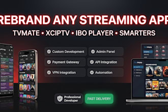 rebrand iptv app, tvimate, xciptv, ibo player, smarter,ios app with admin panel