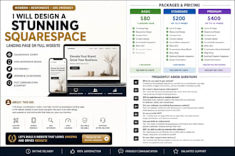 design a stunning squarespace landing page or full website